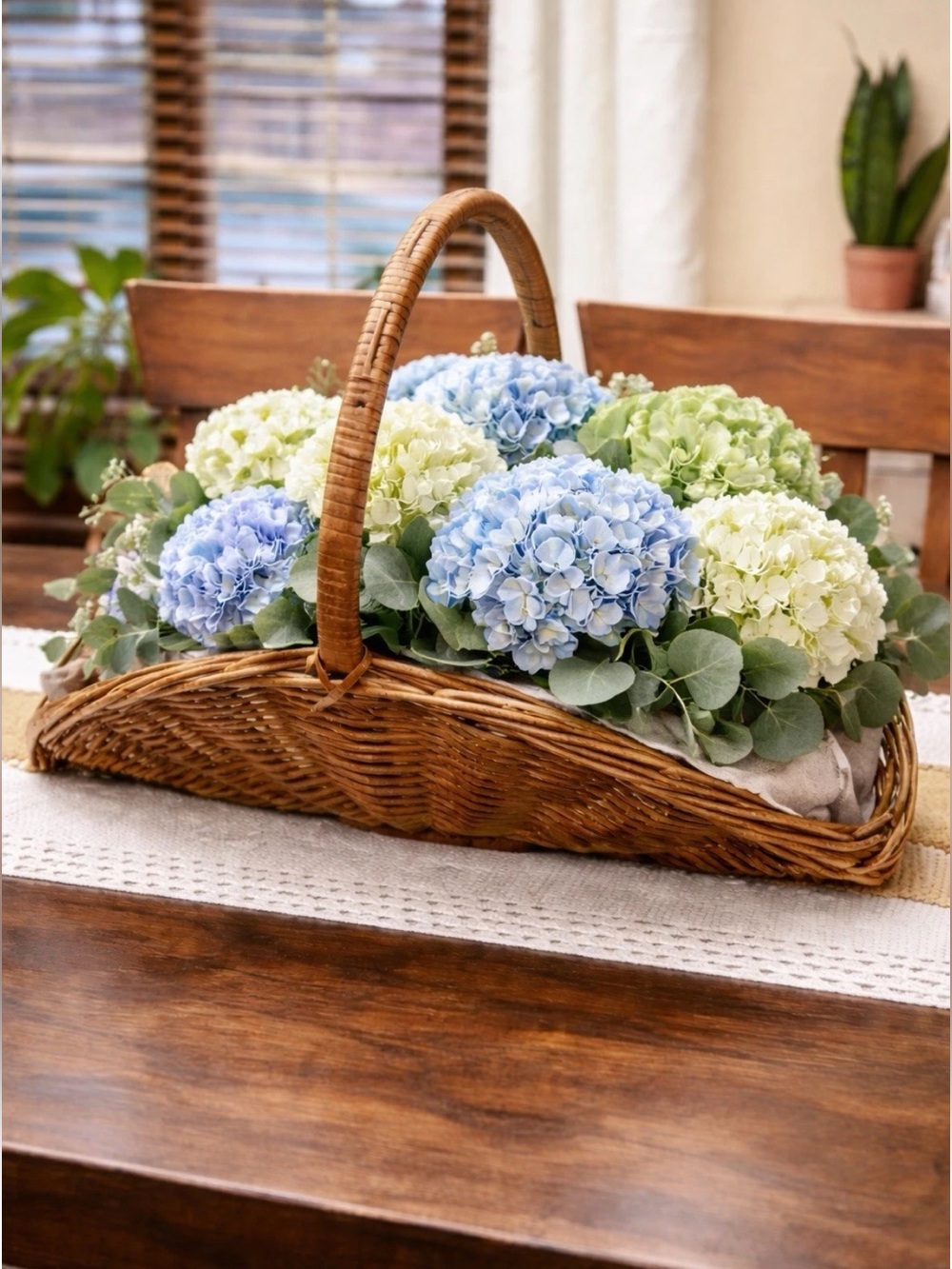 Vintage Handwoven Wicker Gathering Basket | Large Farmhouse French Country Boho